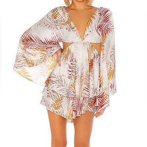 Michael Costello x EVOLVE Allete Mini Dress in Multicolor Palm Frond Print NWT
